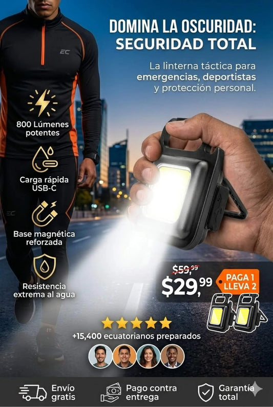 Pack x2 Linternas Llavero Ultra Potentes 5 en 1 Recargables