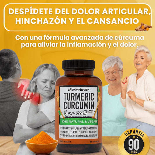 Suplemento natural de Cúrcuma + BioPerine® (Apoyo articular y antioxidante)*