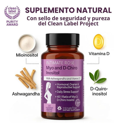 Inositol con Ashwagandha y Vitamina D (Estrés, Ansiedad y Desbalance Hormonal)