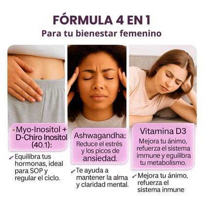 Inositol con Ashwagandha y Vitamina D (Estrés, Ansiedad y Desbalance Hormonal)