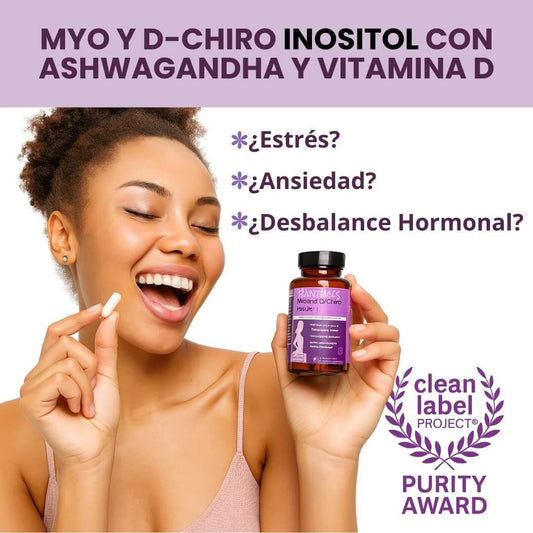 Inositol con Ashwagandha y Vitamina D (Estrés, Ansiedad y Desbalance Hormonal)