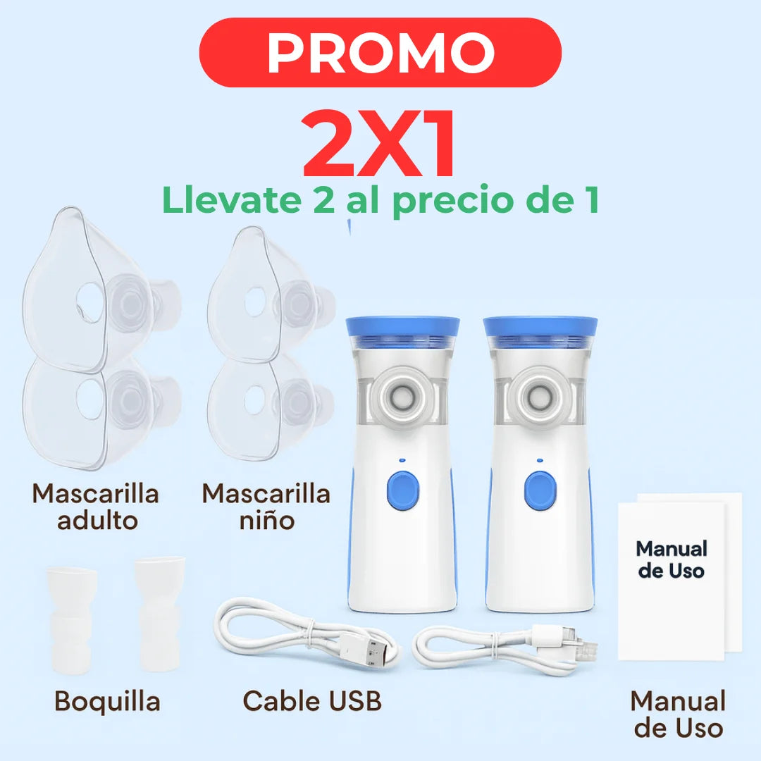 NEBULIZADOR PORTATIL PARA NIÑOS Y ADULTOS 2X1