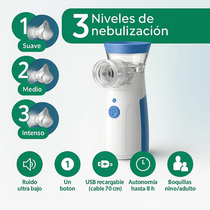 NEBULIZADOR PORTATIL PARA NIÑOS Y ADULTOS 2X1
