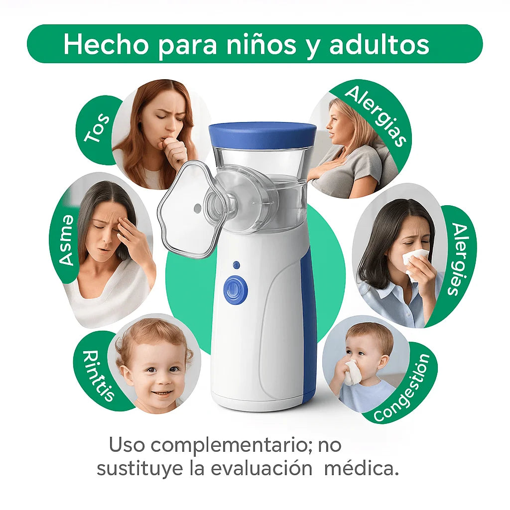 NEBULIZADOR PORTATIL PARA NIÑOS Y ADULTOS 2X1