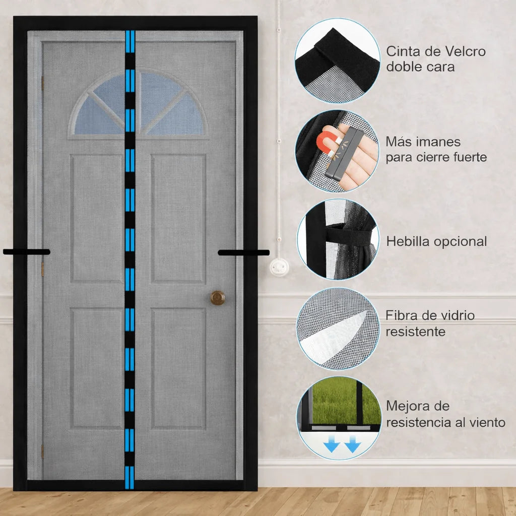Promo 2x1 | Mosquitera de Fibra de Vidrio Magnética para Puerta (Sin Taladrar)