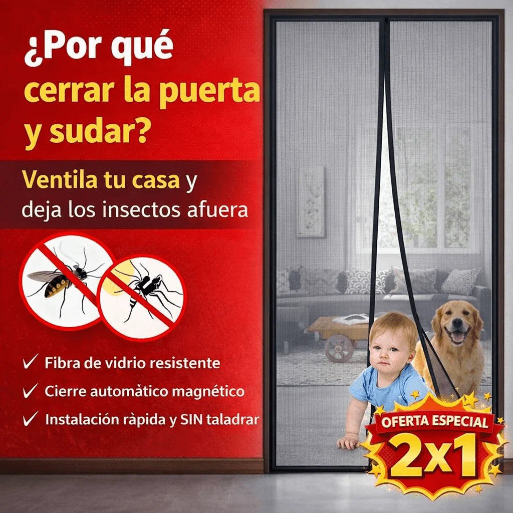 Promo 2x1 | Mosquitera de Fibra de Vidrio Magnética para Puerta (Sin Taladrar)