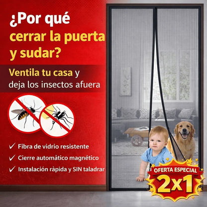 Promo 2x1 | Mosquitera de Fibra de Vidrio Magnética para Puerta (Sin Taladrar)