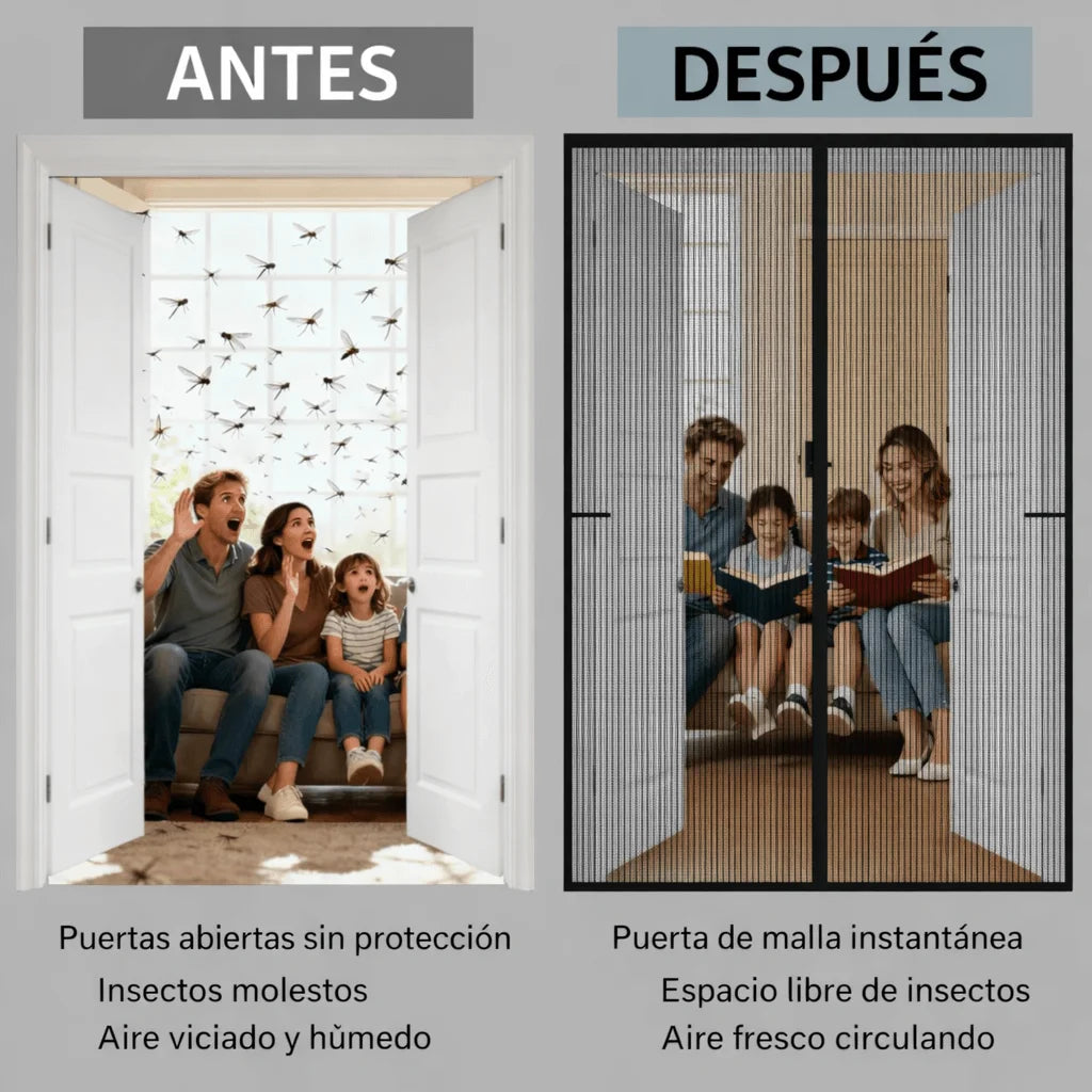 Promo 2x1 | Mosquitera de Fibra de Vidrio Magnética para Puerta (Sin Taladrar)