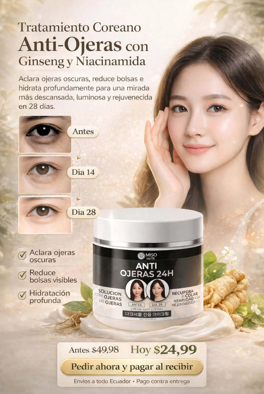 Tratamiento Coreano Anti-Ojeras con Ginseng y Niacinamida (Aclara y Reduce Bolsas)
