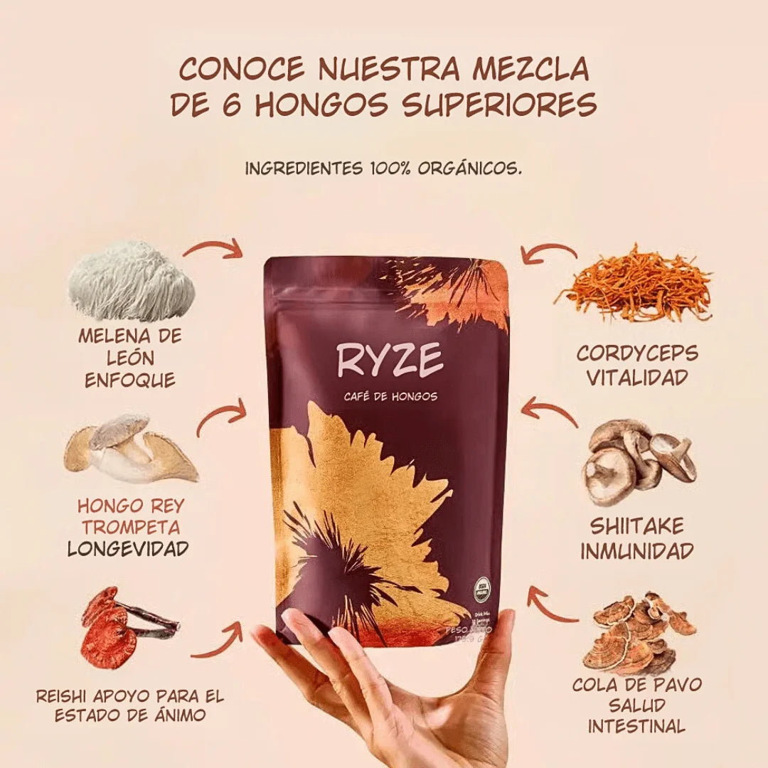 CAFE RYZE ORIGINAL - Mushroom Coffee (Menos Estrés, Más Enfoque)