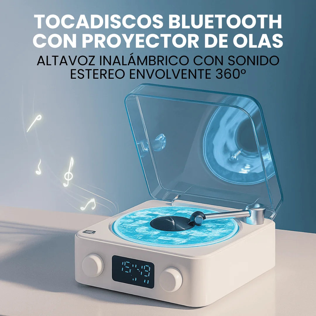 Tocadiscos Bluetooth con Proyector de Olas